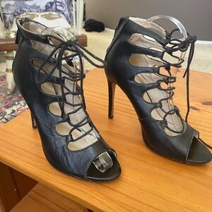 Zara Black Lace-Up Heels